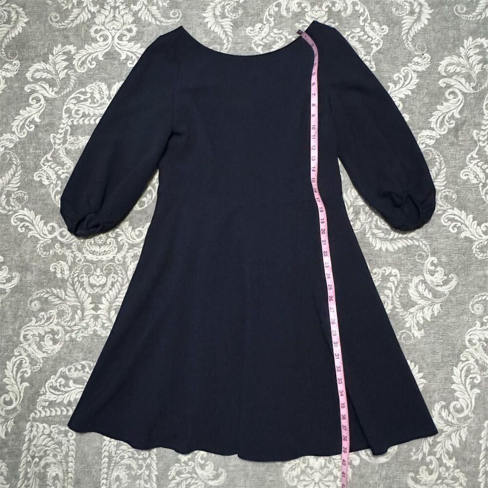 Eliza J Women's Size 14 Blue A-Line Knee Length Dress Puff Sleeves